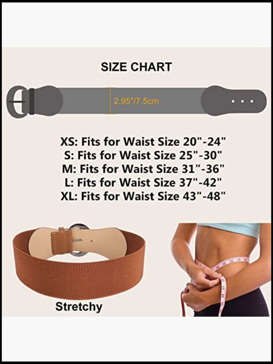 3 Pack Women Wide Elastic Waist Belt Vintage Stretchy Waistband Faux Leather main image 7